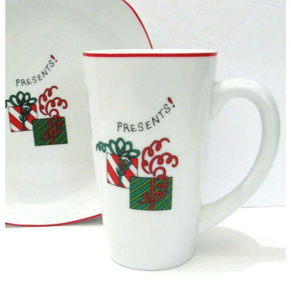Fitz & Floyd Gourmet SNACK PLATE + MUG COFFEE CUP Christmas Holiday Presents NEW - Picture 2 of 5